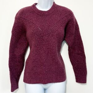 NWT MADEWELL Wool Belfiore Ribbed Pullover Sweater in Heathered Violet Medium